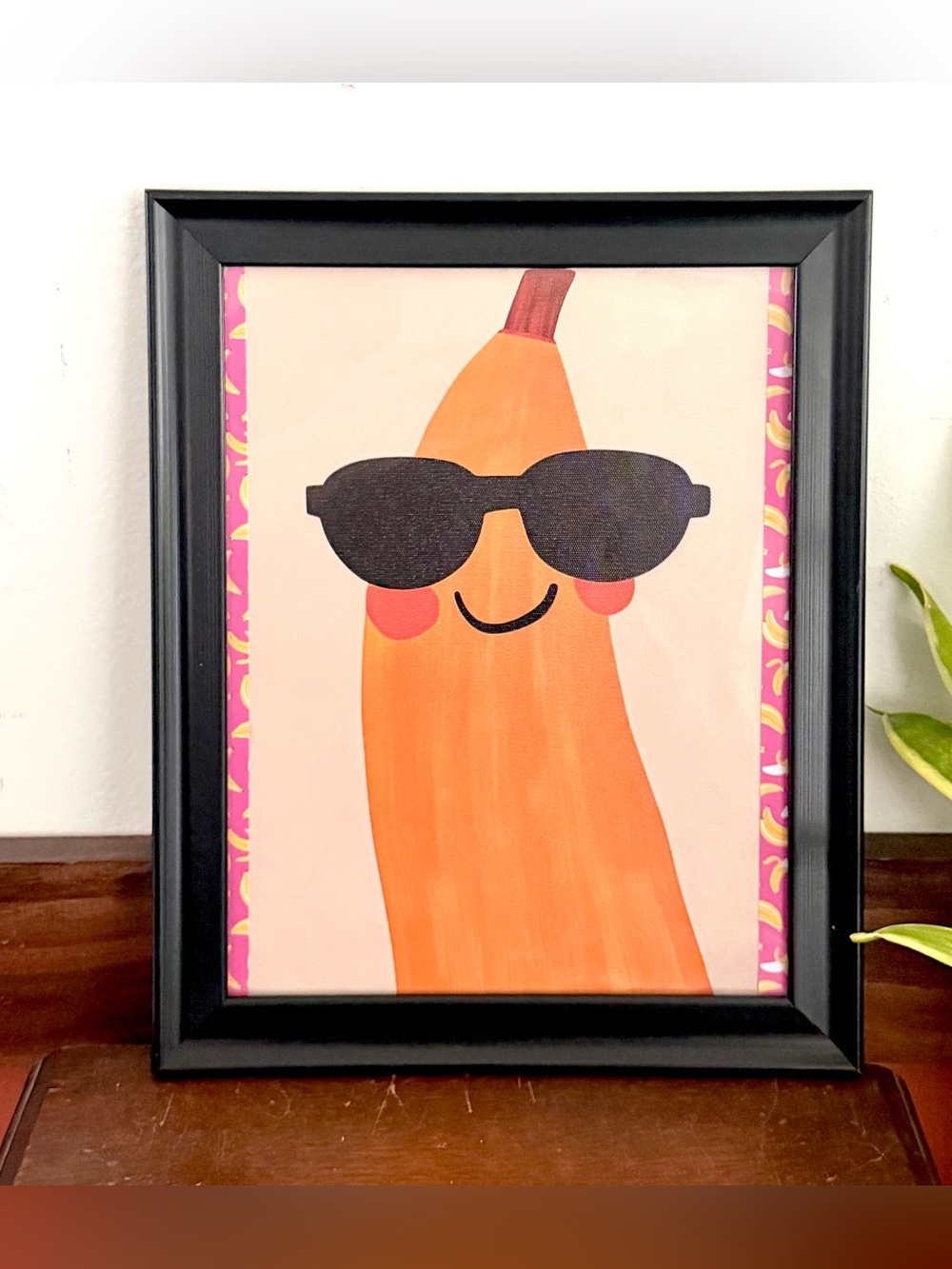 Quirky Banana Sunglasses Framed Wall Art Print Colorful Kawaii Kitchen Decor